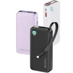 Powerbank USAMS US-CD225 Lightning Retractable 10000 mAh 20 W Czarny - Black
