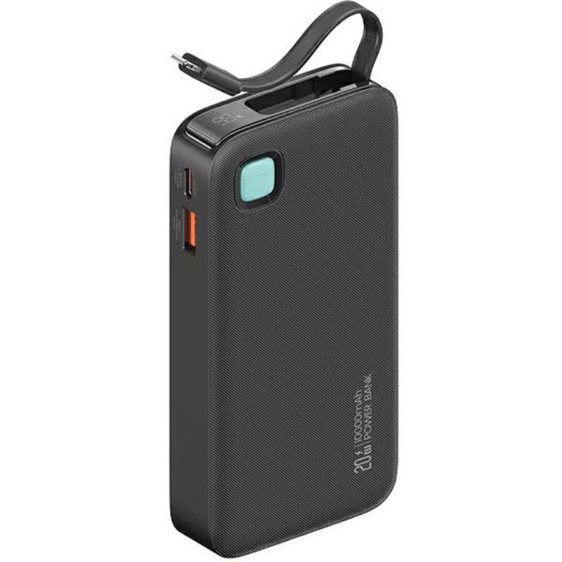 Powerbank USAMS US-CD225 Lightning Retractable 10000 mAh 20 W Czarny - Black