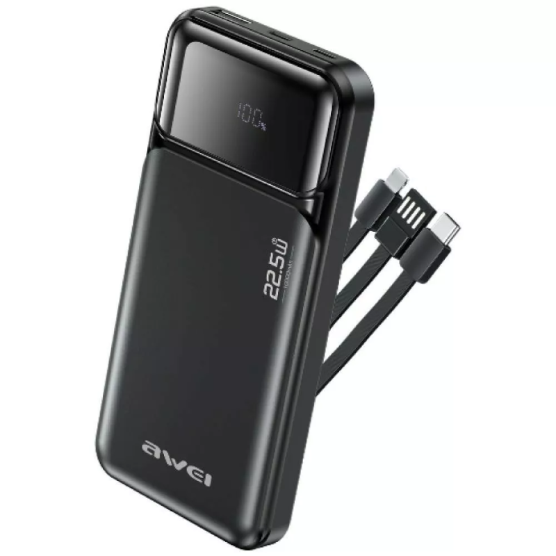Powerbank AWEI PA-91 10000 mAh 22.5 W PD 2x USB-C Czarny - Black