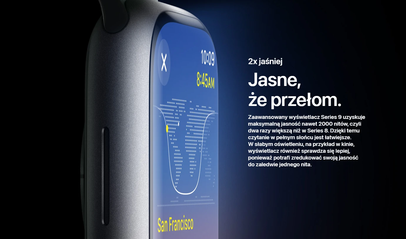 Apple Watch Series 9 GPS z kopertą 41mm z aluminium w kolorze północy z paskiem sportowym S/M w kolorze północy