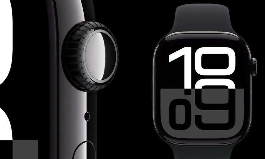 Apple Watch Series 10 GPS z kopertą 42 mm z aluminium w kolorze onyksu z paskiem sportowym w kolorze czarnym S/M
