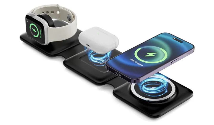 Ładowarka bezprzewodowa indukcyjna 3w1 Ecobox Magsafe 15 W czarna